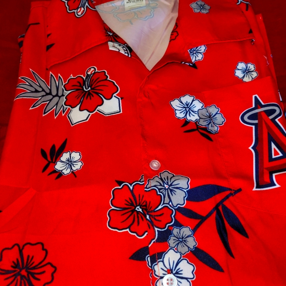 Angels Hawaiian button up shirt new